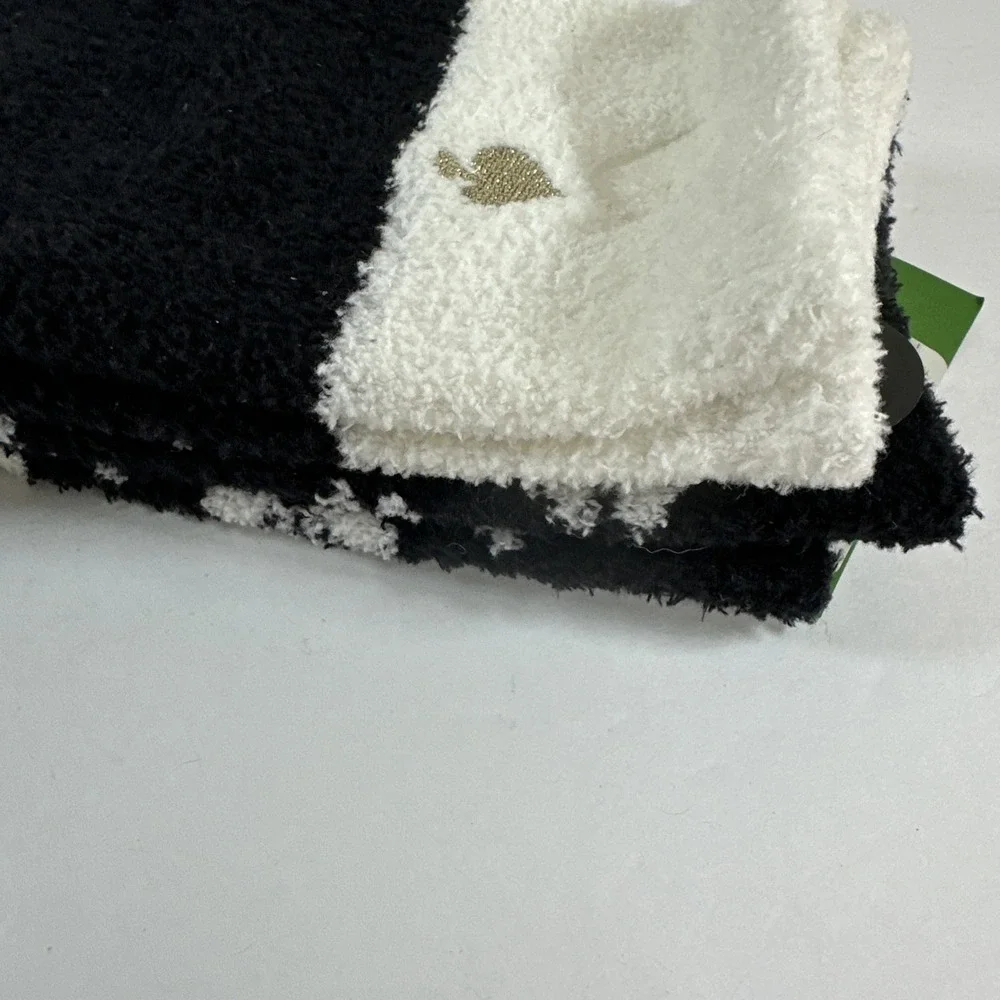 Kate Spade Fuzzy Crew Slipper Non Skid Home Socks, 2 Pair